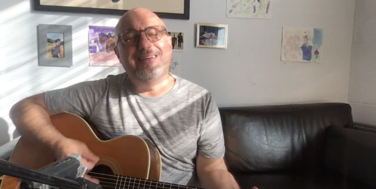 Jim Infantino playing live on YouTube from his sofa