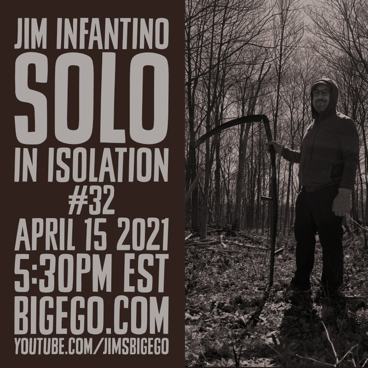 Jim Infantino outdoors with scythe